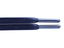 BLACK LEATHER LACES - BLACK CHROME TIPS